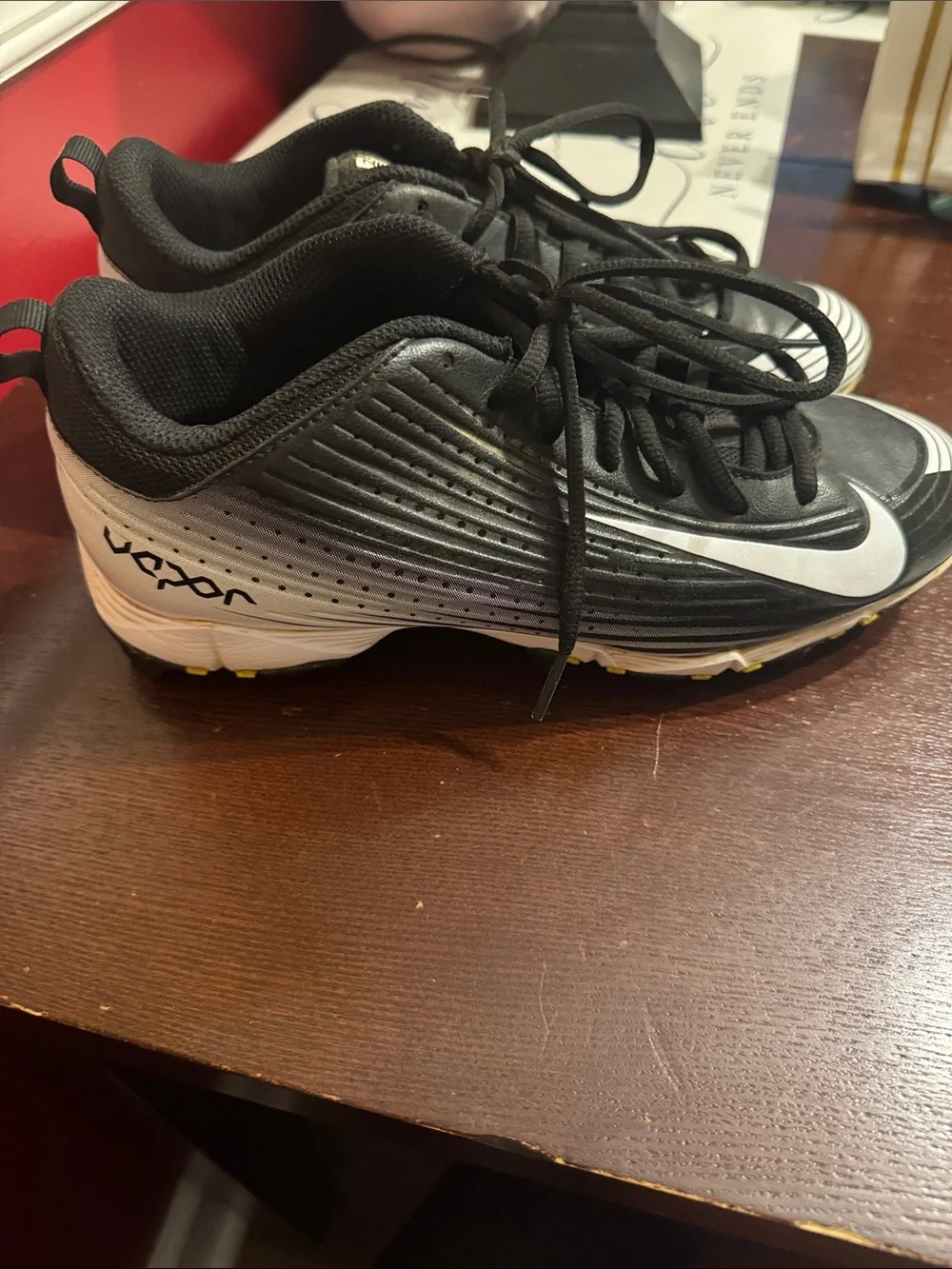 Nike Black and White Kids Vapor Cleats Sneakers